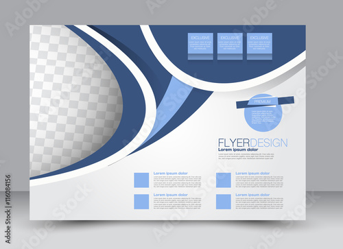 Flyer, brochure, billboard, magazine cover template design landscape orientation for education, presentation, website. Blue color. Editable vector illustration.