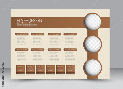 Flyer, brochure, billboard, magazine cover template design landscape orientation for education, presentation, website. Brown color. Editable vector illustration.