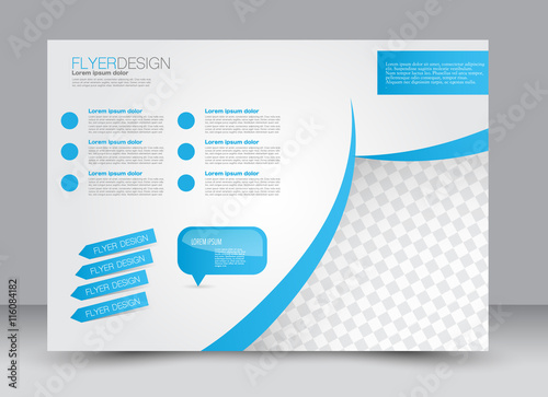 Flyer, brochure, billboard, magazine cover template design landscape orientation for education, presentation, website. Blue color. Editable vector illustration.