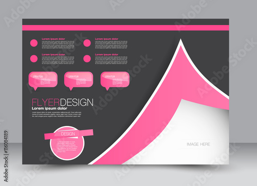 Flyer, brochure, billboard, magazine cover template design landscape orientation for education, presentation, website. Pink and grey color. Editable vector illustration.