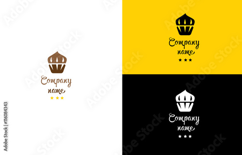 Cupcake bakery oven flat logo