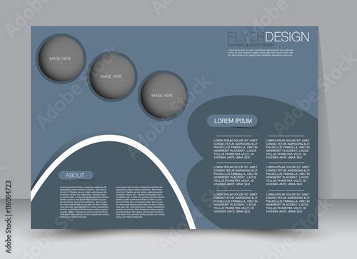 Flyer, brochure, billboard, magazine cover template design landscape orientation for education, presentation, website. Grey color. Editable vector illustration.