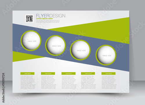 Flyer, brochure, billboard, magazine cover template design landscape orientation for education, presentation, website. Green and grey color. Editable vector illustration.