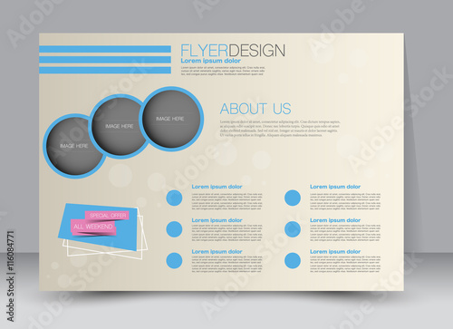 Flyer, brochure, billboard, magazine cover template design landscape orientation for education, presentation, website. Yellow and blue color. Editable vector illustration.