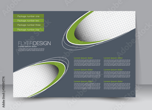 Flyer, brochure, billboard, magazine cover template design landscape orientation for education, presentation, website. Green and grey color. Editable vector illustration.