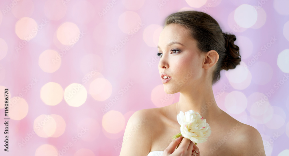 beautiful asian woman with flower and jewelry beautiful asian woman with flower and jewelry