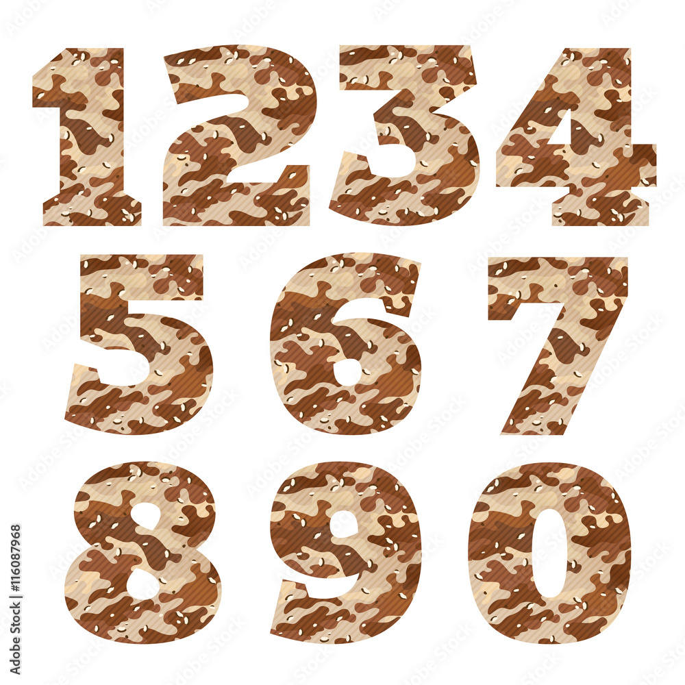 Numbers set logos with desert camouflage. Numbers set logos with desert camouflage.