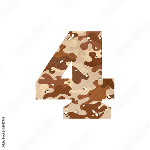 Number four logo with desert camouflage.