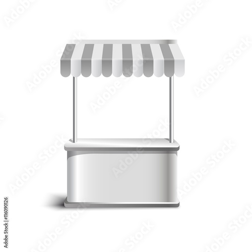 wide promotion stand, red and white. Advertising marketing  vector illustration
