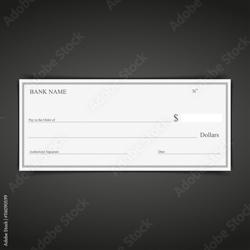 Blank of bank chek on a black background