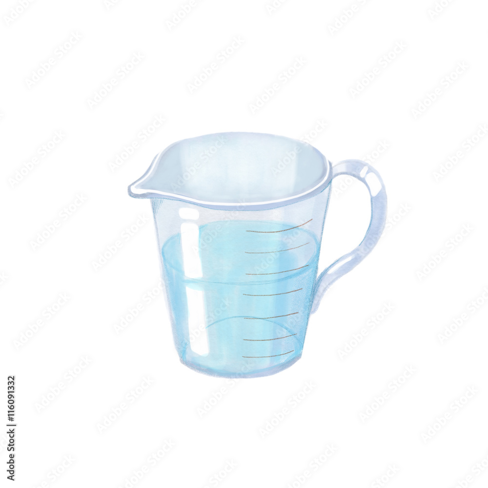 Watercolor illustration with water bucket Watercolor illustration with water bucket