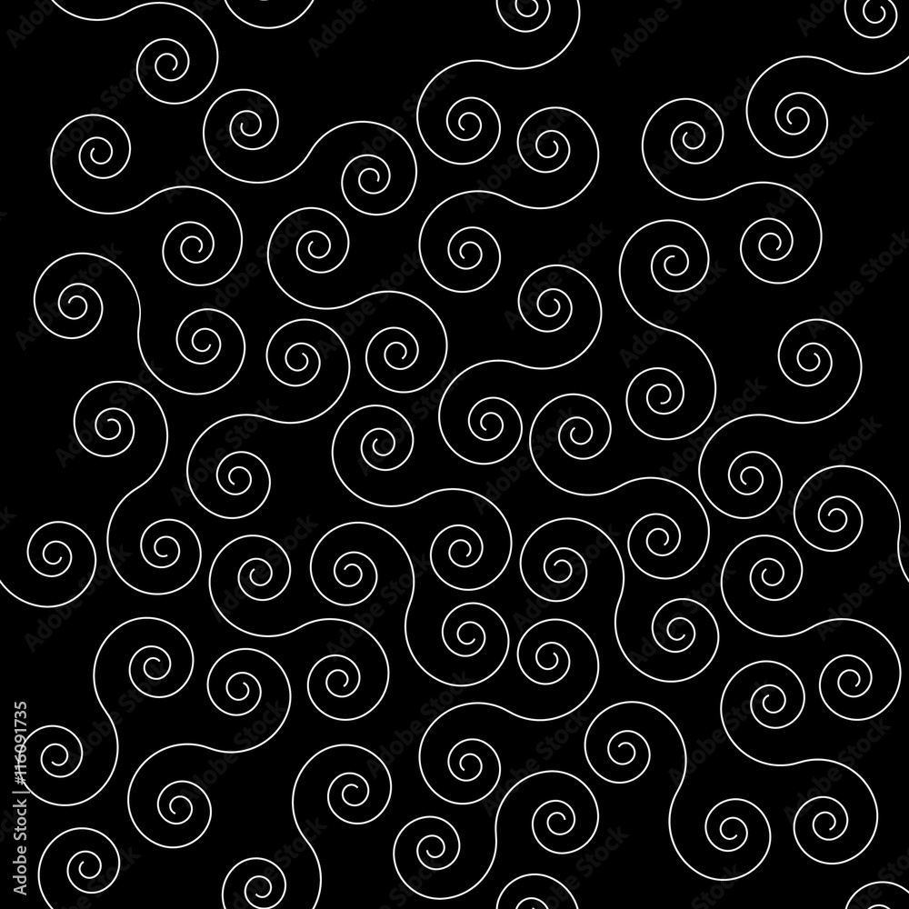 Geometric simple black and white minimalistic pattern, curved lines. Can be used as wallpaper, background or texture.