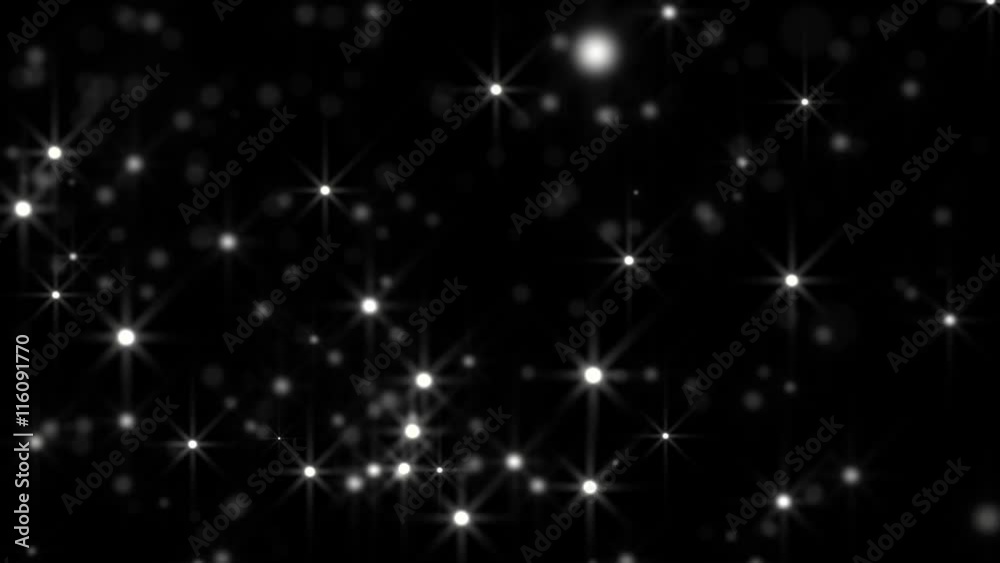 White glowing star particle in random direction 3D render abstract background animation motion graphic with copy space on black background White glowing star particle in random direction 3D render abstract background animation motion graphic with copy space on black background