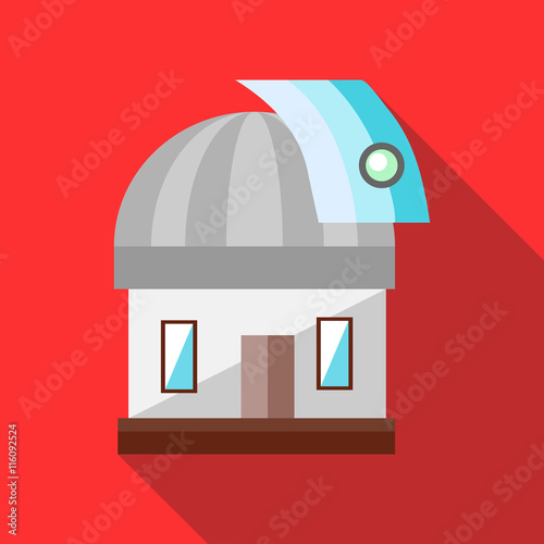 Observatory station icon in flat style on a red background