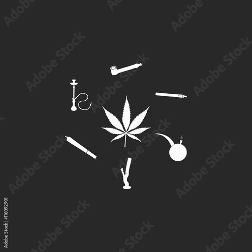 Smoking marijuana weed stuff simple icon on background