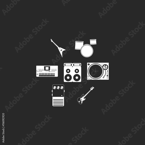 Rock instruments simple icon on background