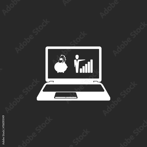 E-banking profit graphic online laptop simple icon on background