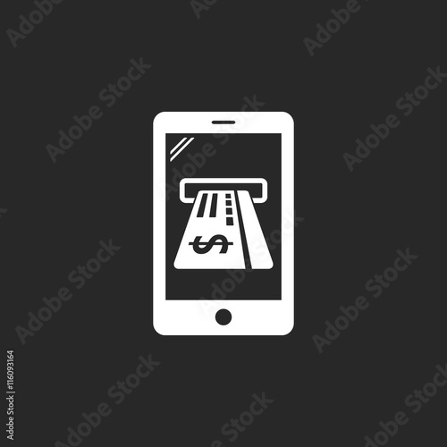 Credit card atm slot e-banking mobile simple icon on background