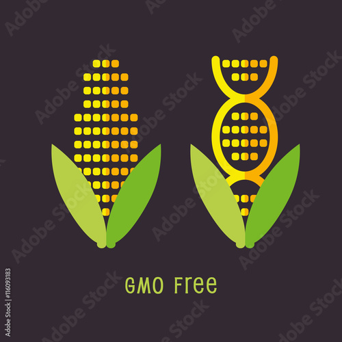 Genetically Modified Organisms GMO FREE symbol emblem icon vector illustration