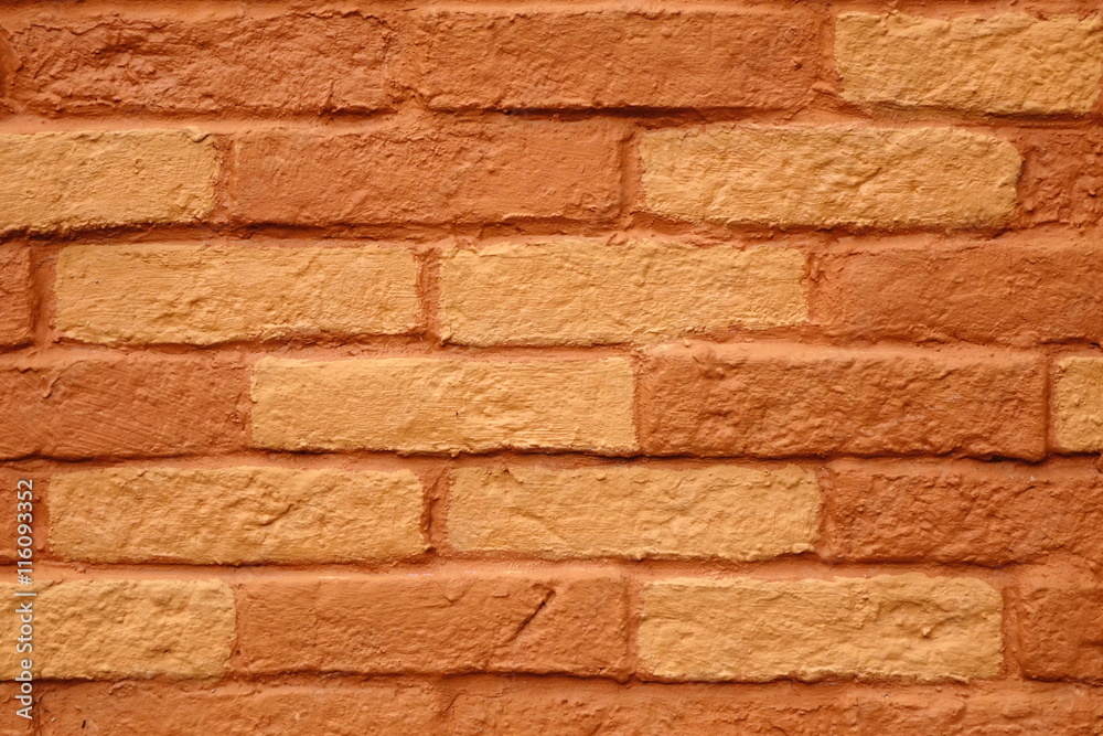 Fototapeta premium Painted Terracotta Brick Wall Background Or Texture
