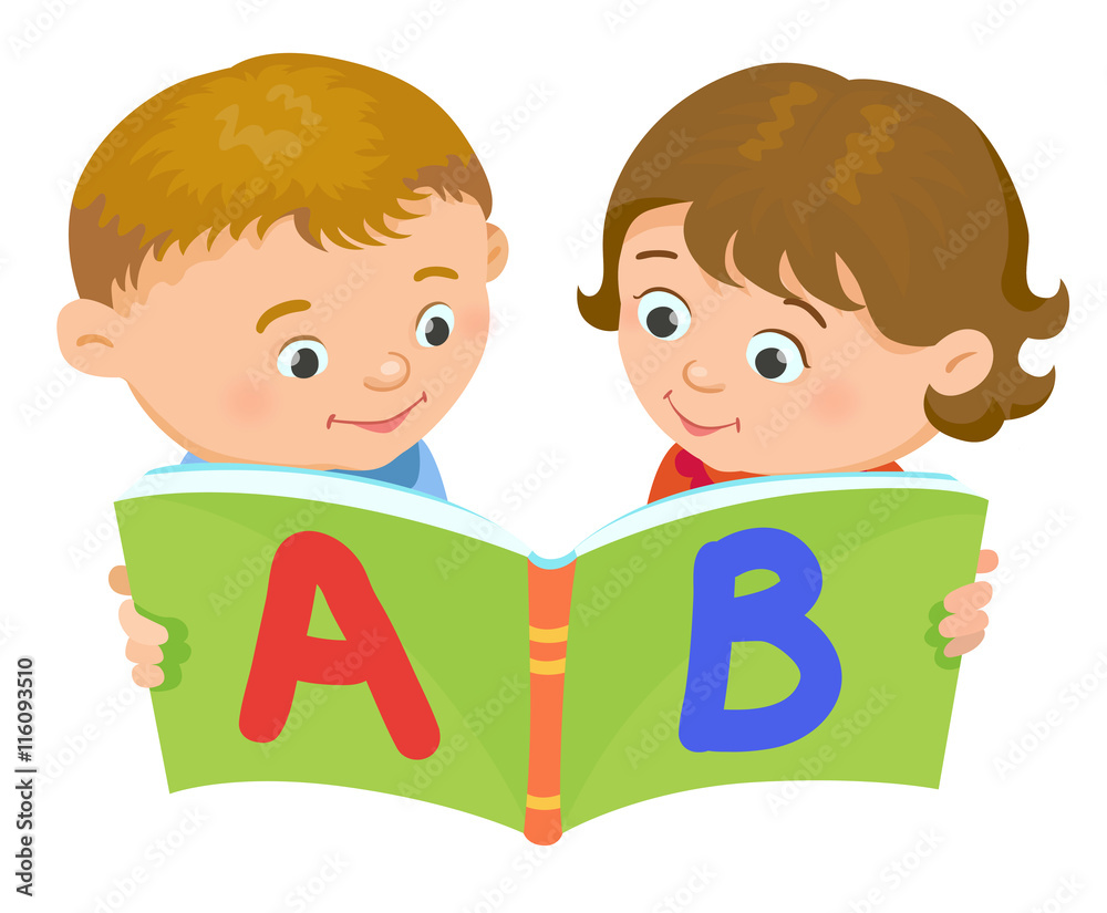 Cartoon kids reading book vector Cartoon kids reading book vector