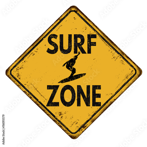 Surf zone vintage metal sign
