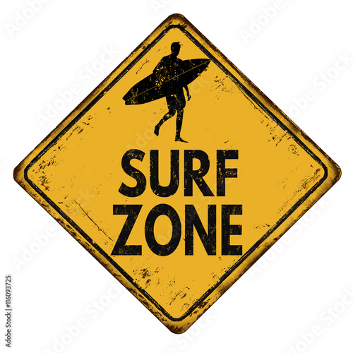 Surf zone vintage metal sign