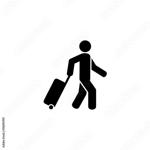 Passenger Pulling Rolling Bag Icon