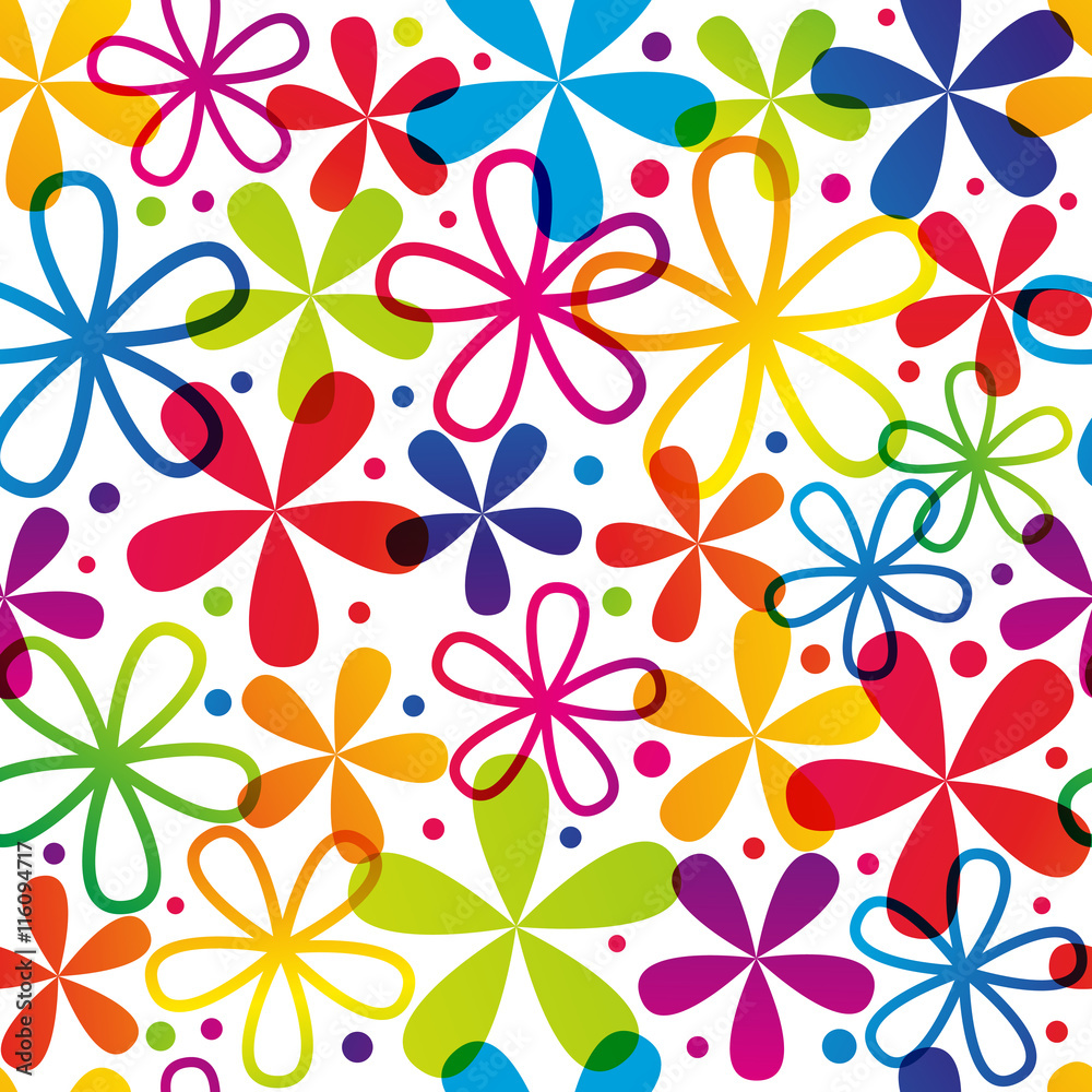 Seamless pattern with color flowers