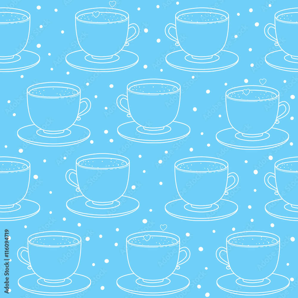 Seamless pattern with cute cups 