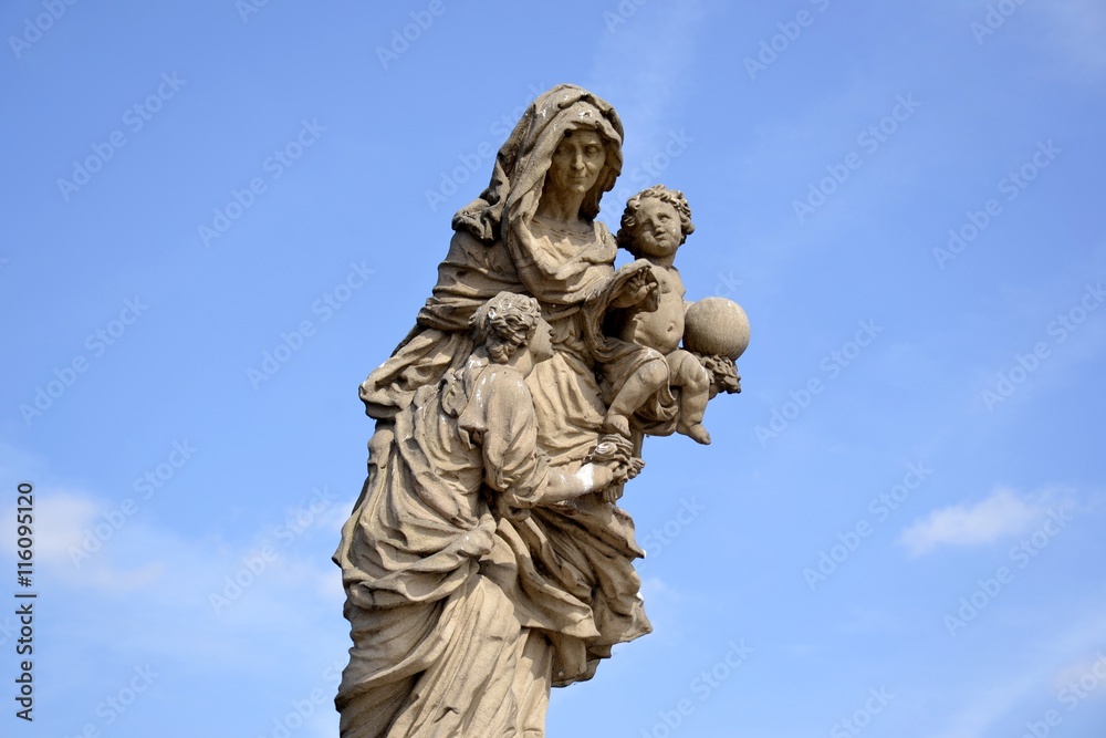 St Anne statue and blue sky