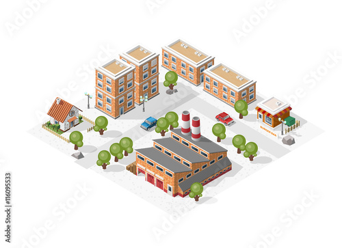 Build Your Own Isometric City. Vector Elements.