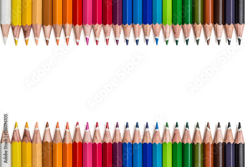 Frame of colored pencils