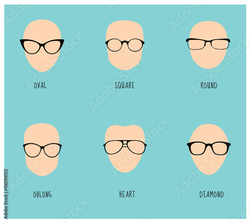 Face types. glasses shape types. Vector illustration