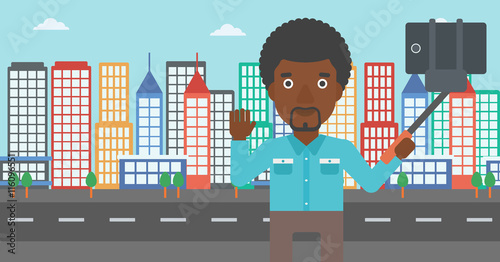 Man making selfie vector illustration.