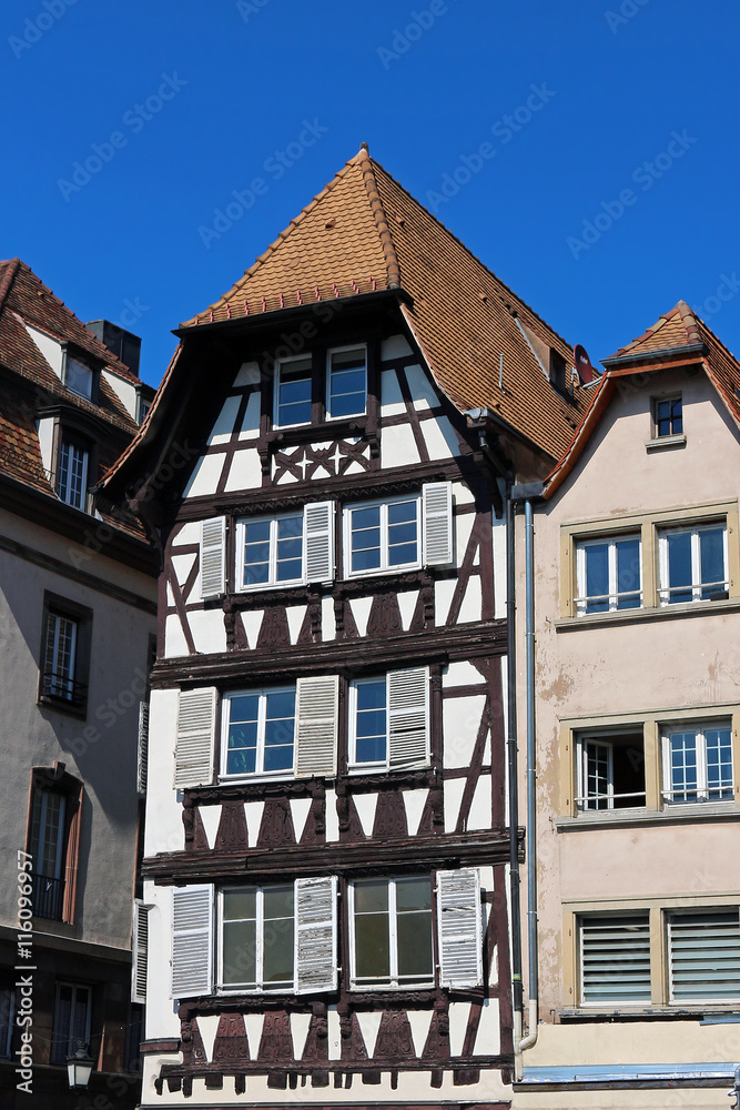typical alsacian buildings in Strasbourg - France