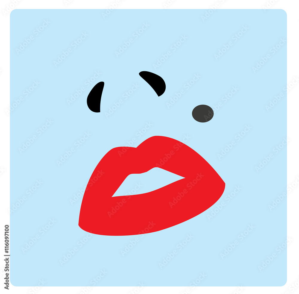 Fototapeta premium Woman fece. Female lips. Vector illustration