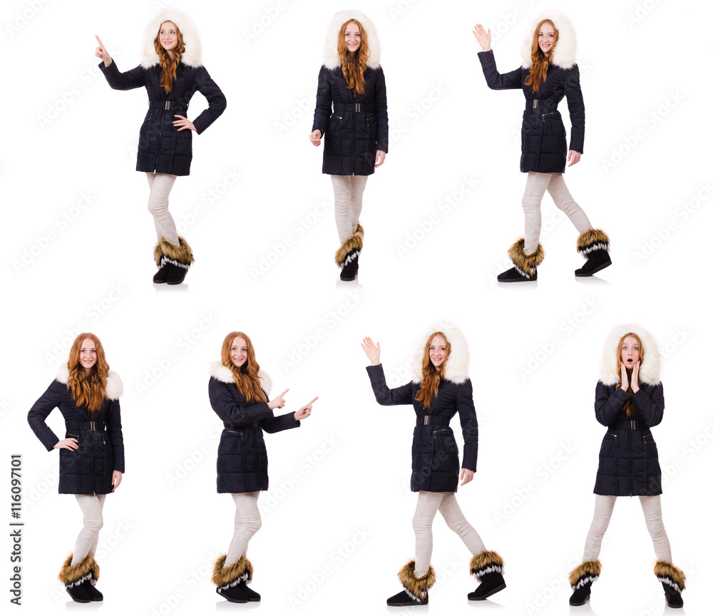 Pretty girl in warm clothes isolated on white Pretty girl in warm clothes isolated on white