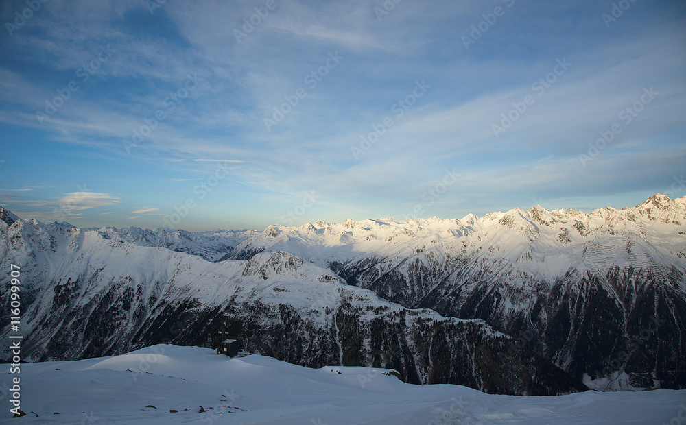 Alps morning in the winter of Ischgl - Mountain Alps, Austria