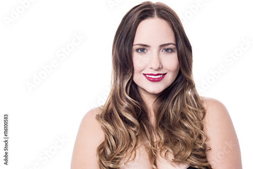 Sexy young woman with bare shoulders