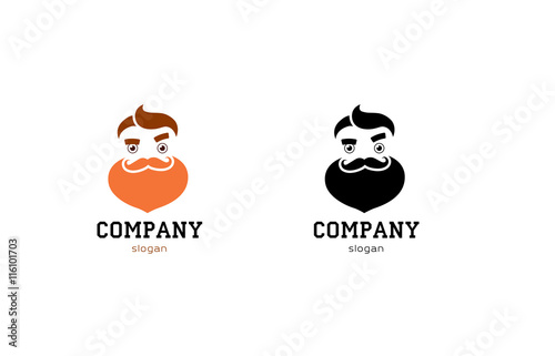 Vintage hipster beard flat logo