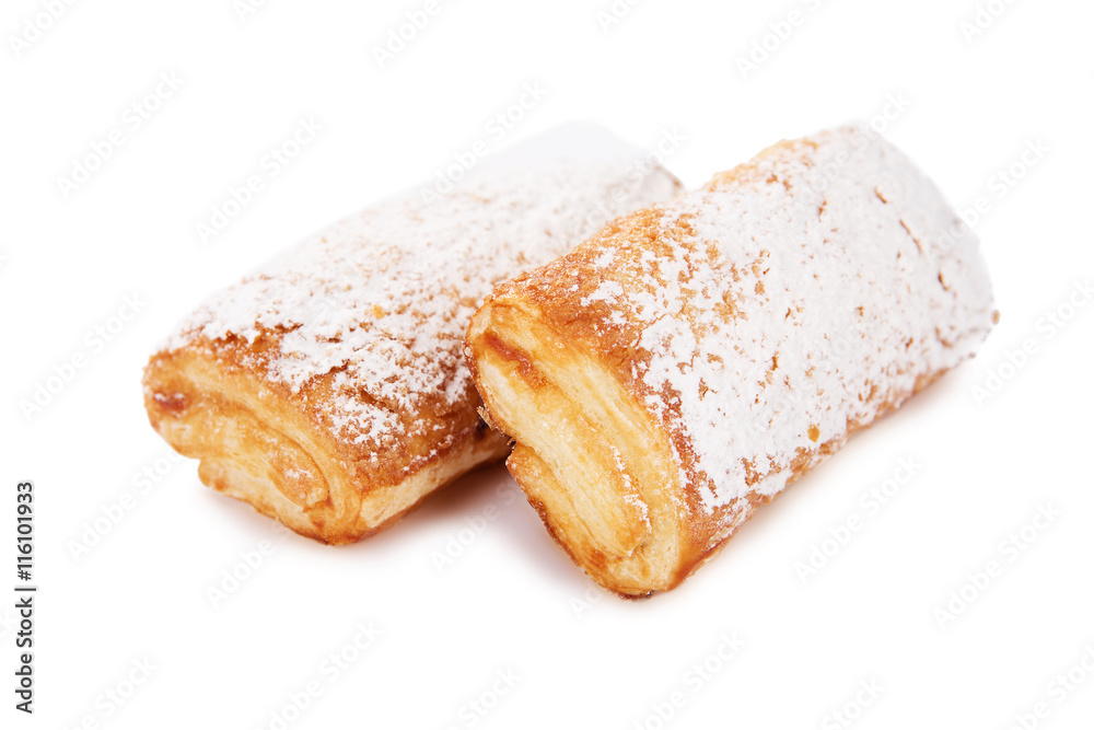 Cookies of puff pastry topped with powdered sugar