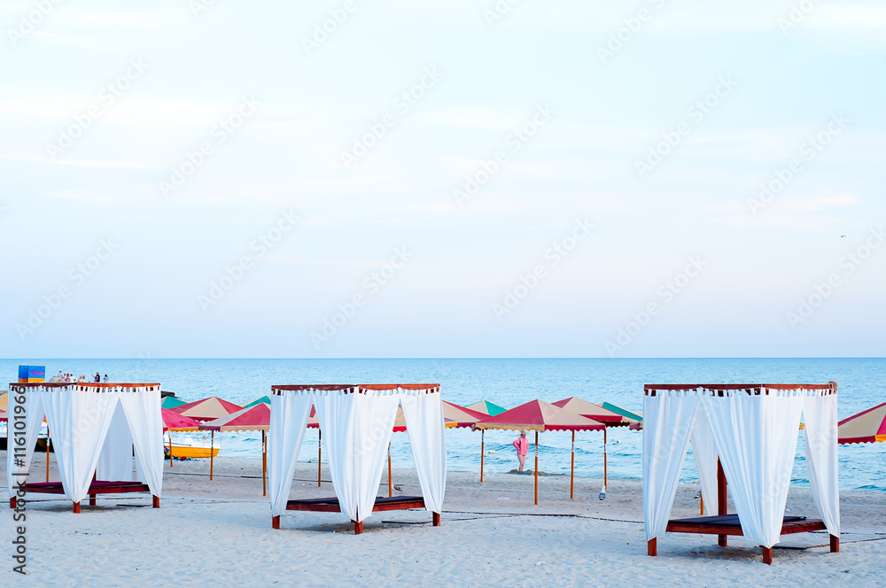 Canopies with a white cloth Canopies with a white cloth
