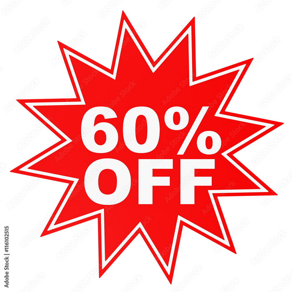 Discount 60 percent off. 3D illustration. Discount 60 percent off. 3D illustration.