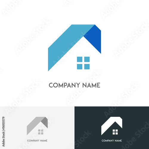 Real estate logo - house or home with window and roof on the white background
