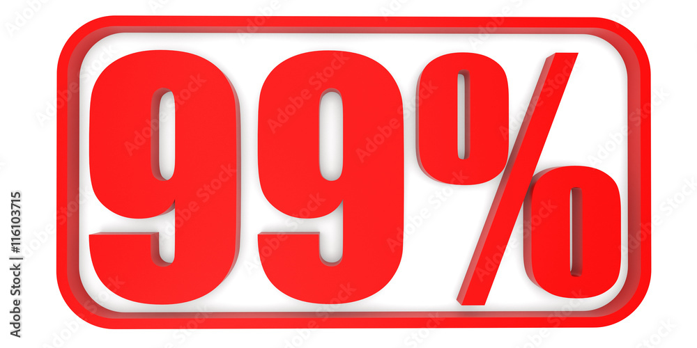 Discount 99 percent off. 3D illustration. Discount 99 percent off. 3D illustration.