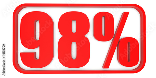Discount 98 percent off. 3D illustration.