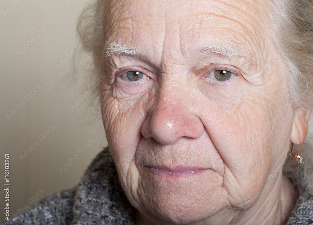 Portrait of an elderly woman. Closeup view Portrait of an elderly woman. Closeup view