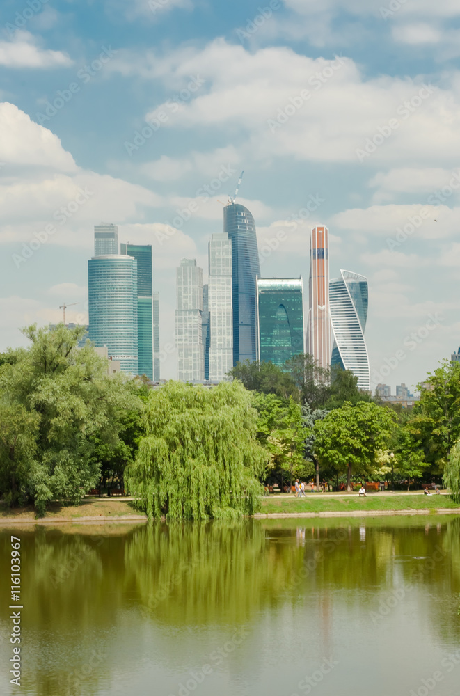 business center Moskow city view from the Novodevichy Park