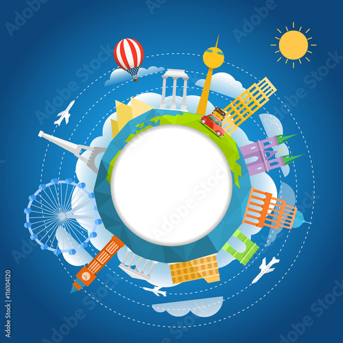 Travel around the world concept. Template for a text